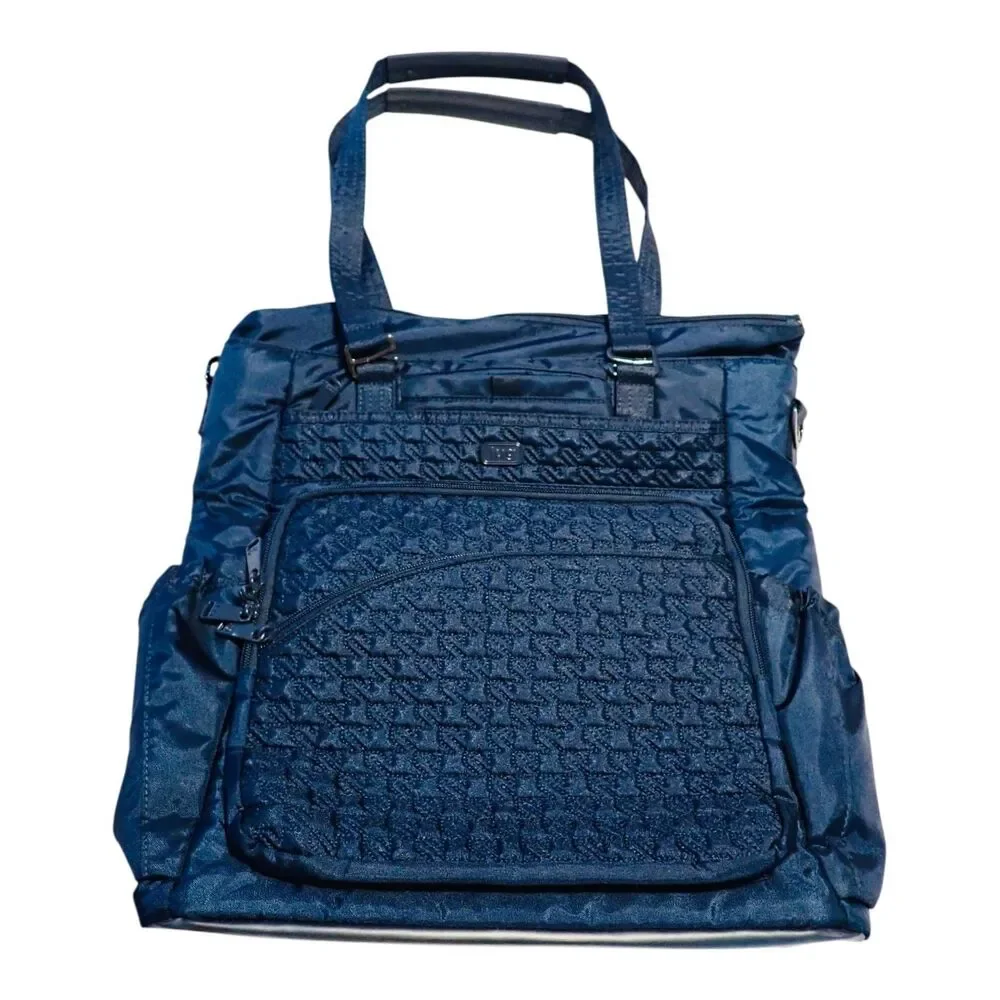 LUG Ace Tote Bag Womens Navy Nylon 2-in-1 Backpack Purse RFID Polka Dot Lining
